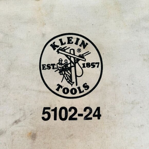 Vintage Large Klein 5102-24 Heavy Duty Canvas 24" Tool Bag Leather Handles - Picture 11 of 16